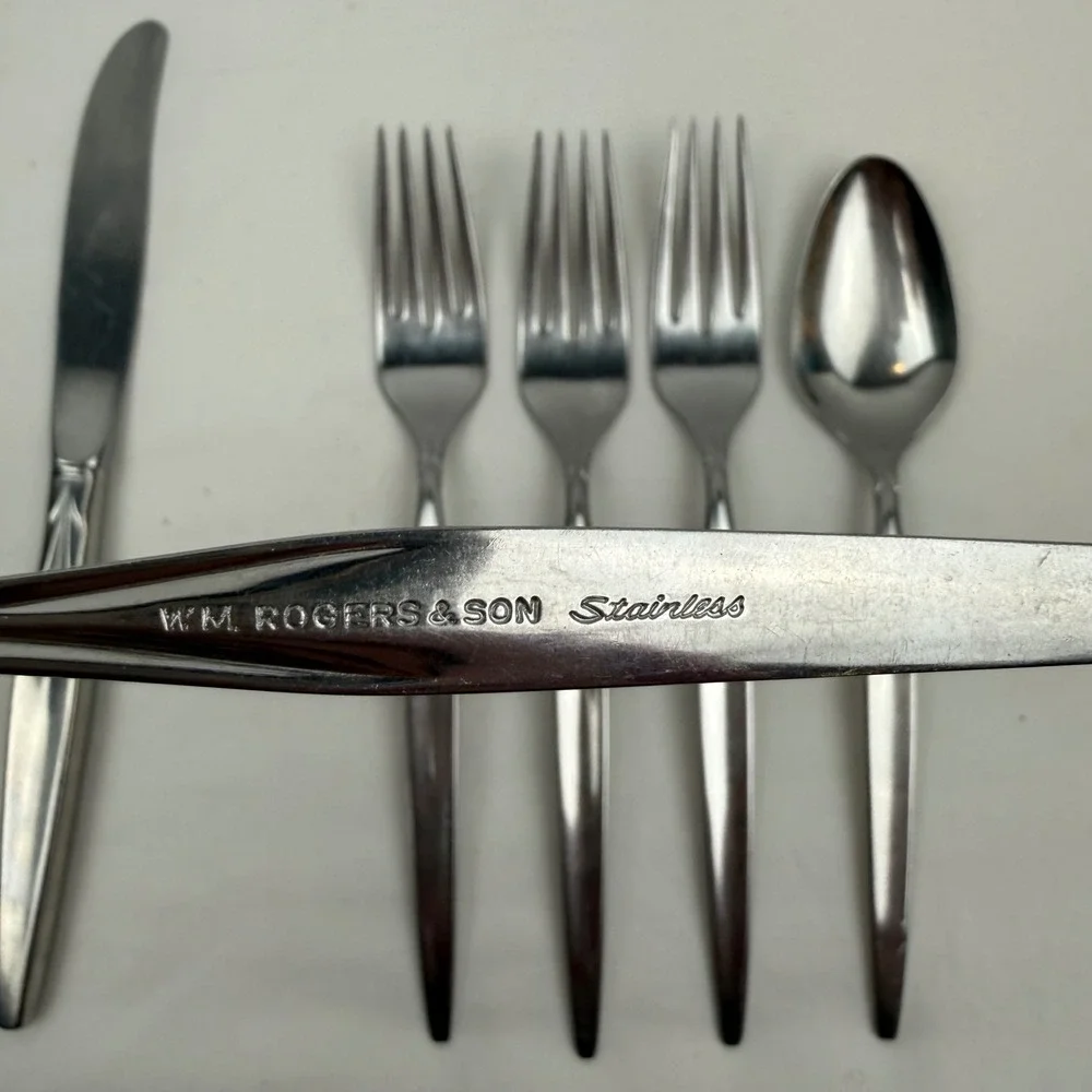 Wm Rogers & Son Stainless Flatware Exquisite Pattern MCM 6 Piece Lot